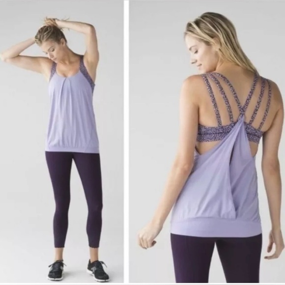Lululemon purple yoga top size 2 Built‎ in sports bra with pads included - Picture 1 of 7